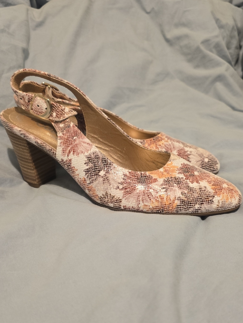 Gabor Soft&Move Floral Slingback Block Heel Pumps Size 4.5